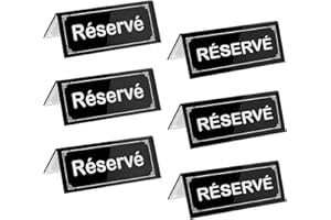 Upifen Panneau en Acrylique pour Table "Réservé" (6-pack) - 12 x 6cm- Les deux faces -Pour mariage, anniversaire, restaurant, affaires, bureau, réunion