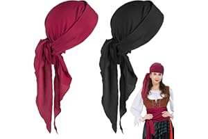 AUNGKWANG Paquete de Long Tail Durag, Bandana pirata, Unisex Poliéster Turbante Sedoso Durag de Onda Transpirable Pirata Cap de Hombres Mujeres