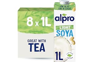 Alpro Soya Light Plant-Based Long Life Drink - Vegan Dairy Free & Lactose Free Milk Alternative - 1L (Pack of 8)