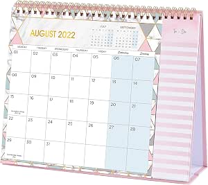 Calendrier De Bureau 2023-2024 Pliable - De Juillet 2023 à Décembre 2024, Reliure Spirale, Format Debout 48x16,3 Cm