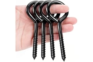 ZAUGONTW 12,7 cm Ösenhaken, Ösenschrauben, Schraubhaken, Edelstahl, 4 Stück, strapazierfähig, schwarz, große Schraubösen zum Aufhängen, Spanngurte, robuste Anwendungen