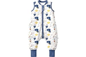 Mikafen Baby Sovsäck Vinter med Fötter 2,5 Tog,80cm 18‑36 månader | 100% Bomull äRmlöS Andningsbar Baby Sovfiltar SöTa Tryck, TvåVäGsdragkedja,UnderläTtar BlöJbyte