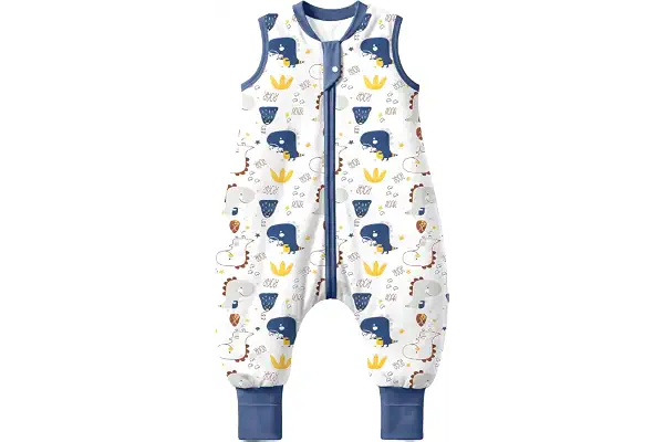 MIKAFEN Saco Dormir Bebé Otoño-Invierno 2.5 TOG Piernas Separadas 18-36m | 100% AlgodóN, Cremallera Bidireccional Segura, Piernas Separadas MóViles, Lavable A MáQuina, Dinosaurio