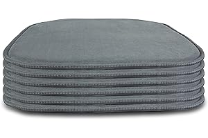 DORAFAIR 6-Pcs Cojines para Silla,Asiento Acolchado,Cojín de Asiento de Terciopelo,40x40x2CM,Gris