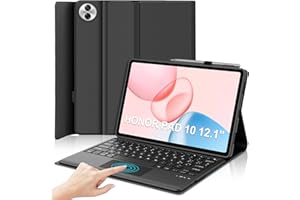 IVEOPPE Tastiera per HONOR Pad 10 12.1 Pollici 2025, Cover con Tastiera Rimovibile con Trackpad, Keyboard Touchpad Italiano QWERTY, Custodia con Portapenna, Nero