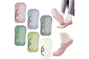 SCROLIEY Calze da Yoga Antiscivolo da Donna, Calzini Pilates Antiscivolo per Yoga, Calzini Pilates Sportivi con Cinturino per Yoga, Pure Barre, Balletto, Danza, Fitness, Ballo a Piedi Nudi