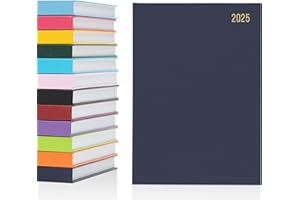 evelay 2025 A4 A5 Day to Page Diary Full Year Planner Desk Hardback Academic Organiser for Home Office School (A5 Page a Day, Navy)