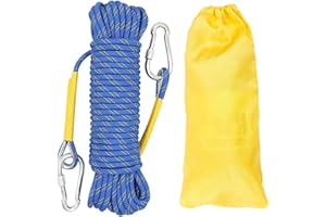 Gangying 8 mm Corda da Arrampicata per Arrampicata Statica Corda di Sicurezza con 2 Moschettone ad Alta Resistenza Carico di Rottura: 1000kg per Alpinismo Fuga Strumenti Salvavita 10m Blu