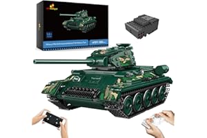 JMBricklayer Technik WW2 Blocs de construction de chars 61511 T-34 - Kit de modélisation de réservoir télécommandé pour adultes et garçons
