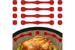 FURNSII Airfryer Magnete für Backpapier, 12 Stück Silikon Magneten Zubehör für Heißluftfritteuse BPA Frei Silikonmagneten, Air Fryer Magnetische Magnet für Ninja Philips Cosori (ROT)