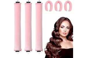 KEYRI 3 Stück Hitzefreier Lockenwickler, Lockenwickler Über Nacht mit Haken Lockenwickler zum Ausschlafen DIY Haare Locken Ohne Hitze Frisurenset Samt Lockenwickler für Kurzes und Langes Haar (Rosa)