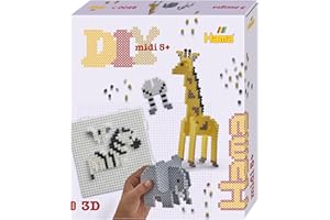 Hama Gift Box - 3D Safari | Approx. 2.500 Fuse Beads, 1 Large Square Pegboard, Printed Design Sheet, Instructions & Ironing Paper | Mosaic Decoration Arts & Craft for Creative Children Ages 5+