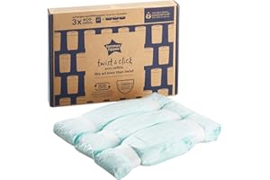Tommee Tippee Twist & Click Nappy Bin Refills, Pack of 3, Multilayer, Antibacterial* Film, Designed to Slot into Your Existing Twist & Click Nappy Bin Cassette