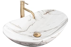 Rea Lavabo da Appoggio ROYAL SHINY AIAX Lavandino bagno 605 x 360 x 160 mm in Ceramica (Multicolore, simil marmo)