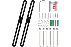 NewZC Noir Support Boite Aux Lettres Cloture Kit 280 x 24 mm 2 Pièces Acier Inoxydable Connecteur Plat Ajustable pour la Fixation de Boîte aux Lettres et la Réparation de Meubles avec Vis Ecrous M5