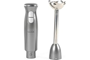 Salter EK4248GUNMETAL Cosmos Hand Blender, 2 Speed Settings, 400 W, Detachable Stainless Steel Rod & Blades, Ideal For Soups, Smoothies & Sauces, Gunmetal Grey/Silver