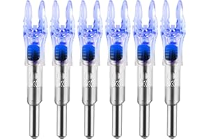 KEAUP Lot de 6 encoches lumineuses pour flèches avec diamètre intérieur .204 .233 .244 .246 avec douilles H, S, GT haute visibilité DEEPOWER LED flèches, interrupteur marche/arrêt inclus