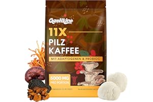 GAELIKINE Kawa Grzybowa, Mieszanka 11 Grzybów z Adaptogenami i Probiotykami, Instant Kawa Arabica z Lwią Grzywą, Chagą, Reishi, Cordycepsem i Więcej, Ekstrakt z Grzybów w Proszku, 150 g