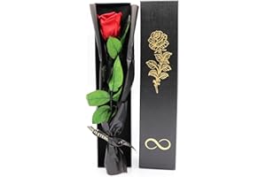 Pandiui23 Wieczna róża zakonserwowana, wieczna róża, zachowana naturalna róża, zachowane kwiaty, prezent walentynkowy, prezent na dzień matki, prezent na Boże Narodzenie, (czerwona róża)