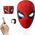 YONTYEQ Spider Superhero Mask Toy with Moving Eyes and LED Lights - Movable Eyes Remote Control, Full Face, Fun for Men - Great for Halloween, Christmas, Cosplay