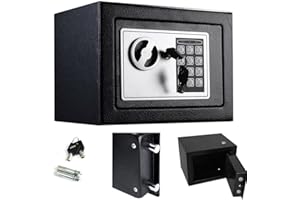 JAOSY High Security Safes Key & Password Lock Safety Strong Steel Box NEW, Digital Box Keypad Lock Electronic Safe Boxes with Keys for Money Jewelry Cash Important File for Home Office Hostel (4.6L, Black)