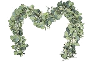 HYWEAN HOMD 2 Meters Long Eucalyptus Garland, Hanging Artificial Eucalyptus, Leaves and Ginkgo Mixed with Eucalyptus Garland,Door Frame Leaves Decoration, Realistic Appearance Without Odor, Decorate Home