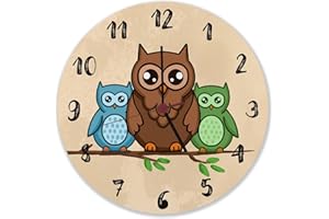‎SPEECHEESE speecheese Eulen auf AST Wanduhr Uhr für Kinder mit süßem Tiermotiv als Dekoration für das Kinderzimmer mit niedlichen Vögeln
