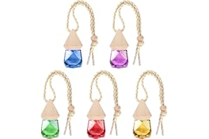 YANGFEI 5 Pieces Car Perfume Bottle Diffuser, 8ml Car Perfume Glass Bottle Refillable Car Perfume Bottle Empty Air Freshener Car Hanging Perfume Bottle for Car Home Office