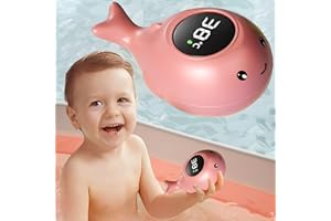 WYFCR Thermomètre de bain de bébé, Ecran LED, thermomètre de bain, belle forme de baleine, affichage du temps d'avertissement de température mignon Cartoon Kids baby shower thermomètre(rose)