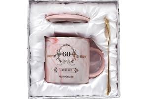 BOKALAKA geschenk zum 60 geburtstag frau, 60. geburtstag frauen 12oz rosa Kaffeetasse, 60. Geburtstag Geschenk für Frauen für Freundin/Mutter/Schwester/Kollegen, mit Geschenkbox