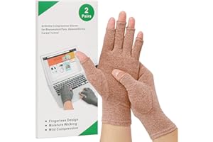HSGEZUOQI 2-Pair Arthritis Compression Gloves for Alleviate Rheumatoid Osteoarthritis, Carpal Tunnel Raynauds Disease, Ease Muscle Tensi on Fingerless, Breathable & Moisture, Women and Men (Coffee, Large)