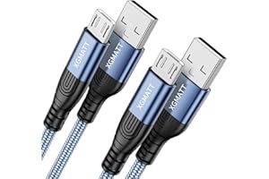 XGMATT USB Micro Cable 3M 2Pack,Android Fast Charger Lead for Samsung Galaxy S6 Edge S7 S5 J7 J5 J3, PS4, Xbox, Huawei Honor 7X, Y6/Y7 2019, Redmi Note 5 Pro,Nylon Braided High Speed Charging Cable，Blue