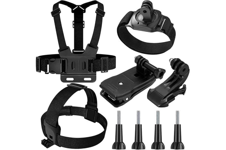 Gopro 9 in 1 Chest Harness Kit Head Band Harness Attachment Backpack with Quick Clip Mount Compatible with Gopro Hero 9 8 7 6 5, Xiaomi Yi, SJCAM, Insta360