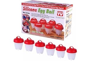 FIYSON Lot de 6 cuiseurs à œufs, cuiseur à œufs sans coquille, ensemble de cuiseur à œufs en silicone, cuiseur à œufs, coquetier pour la cuisson des œufs, pocheurs d'œufs antiadhésifs, en forme d'œuf