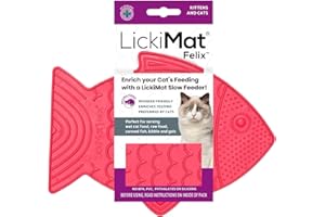 Lickimat Casper & Felix Fish Shaped Cat Feeder for Cats to Reduce Boredom and Anxiety, Perfect for Food, Treats and Anxiety Reduction (Pink, Felix)