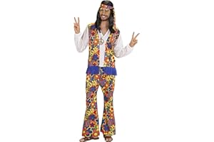 W WIDMANN MILANO Party Fashion - Kostium Hipisa, koszula z kamizelką, spodnie, chusta, naszyjnik z medalionem, karnawał, impreza tematyczna