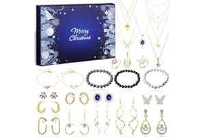 HarnyLoom Calendario Dell'Avvento 2025 Gioielli Regali Di Natale Per Le Donne Conto Alla Rovescia Per 24 Giorni Kit Braccialetto Con Ciondoli A Sorpresa Artigianato Per Le Donne (Oro B)