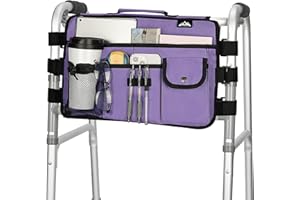 supregear Torba na wózek inwalidzki, wielofunkcyjny, składany organizer z uchwytem, akcesoria do chodzików i wózka inwalidzkiego, łatwa w montażu i wodoszczelna (jasnofioletowa)