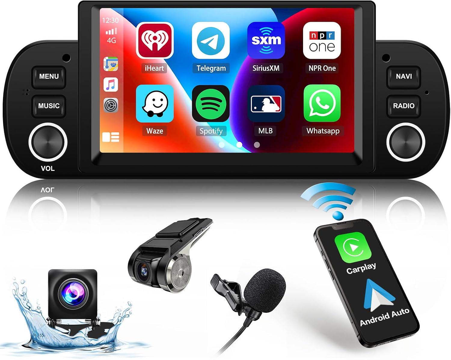 Hikity Android 15 Radio Coche para Fiat Panda 2013-2020 con Carplay Inalámbrico 6,2" Pantalla Táctil Autoradio Bluetooth con GPS Android Auto WiFi FM RDS SWC Mic Cámara Visión Trasera + Dash CAM