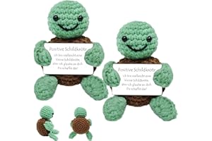 Audasi 2 Stück Lustige Positive Schildkröte Geschenke, Emotionelle Unterstützung Schildkröte Mini Hand Gestrickt Critters Tier Cute Stuff Schildkrötes Schreibtisch Dekor Inspirative Geschenke Deutsch