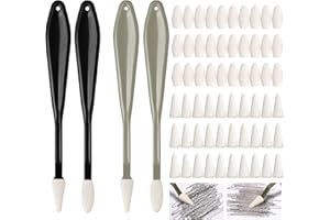 HLMYER 4 Pcs Sketch Wiper with 60PCS Sponge Heads,Sponge Blending Stumps for Drawing,Washable Blending Sticks for Art,Art Blenders Set,Trimmer Erase Sponge for Student Artists Sketch Detail Painting