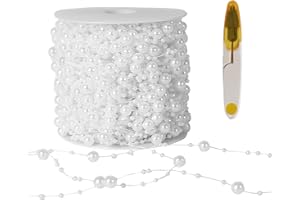 FINDIR Ghirlanda di Perline Natale Perle di Filo per Decorazioni Perle Albero di Natale Filo di Perle Decorazione per Matrimonio Battesimi Compleanni（60m）
