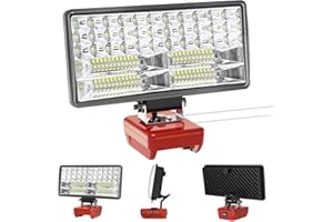 YINNIY Luz Compatible con Milwaukee 18V,Lámpara de Trabajo Led Sin Cuerda 38W 6000Lm Linterna Recargable con Protección de Baja Tensión Y USB,Liderar El Camino Focos Alimentados por Baterías