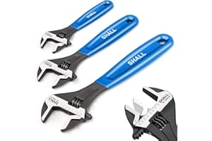 Shall 3-Piece Adjustable Wrench Set, 10/8/6 Inch Cr-V Steel Wrench with Cushion Grip,Navy Blue, Laser-Etched for Home, Garage, Workshop and DIY