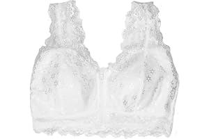 TELUSU Sexy Spitzen-Mastektomie-BHS for Frauen Vorderer Verschluss Unterwäsche Drahtfrei Brustprothese Sport-BH Mit Taschen (Color : White, Size : XXL/XX-Large)