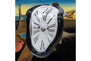 FAREVER Orologio fuso, orologio Salvador Dalì orologio fuso per decorazione casa ufficio mensola scrivania tavolo divertente regalo creativo nero