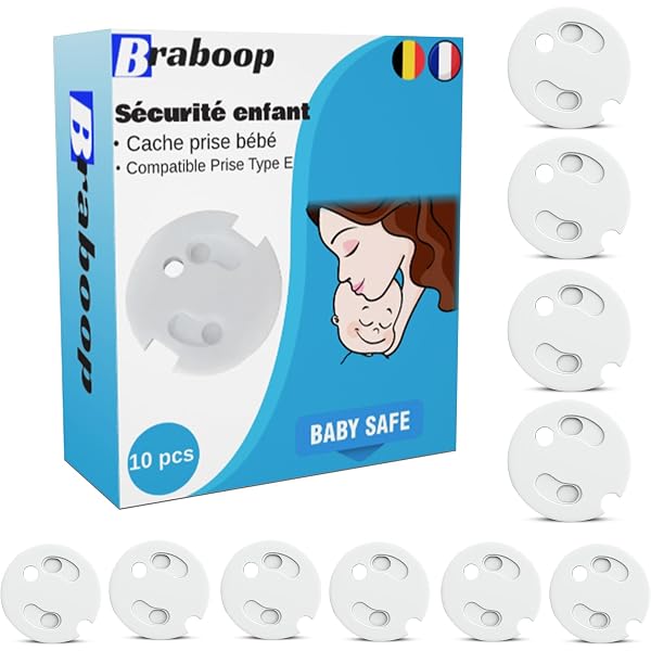 10 Cache-prises Sécurité Enfant INGJIA - Protection Anti-électrocution Sans Clé Ni Adhésif