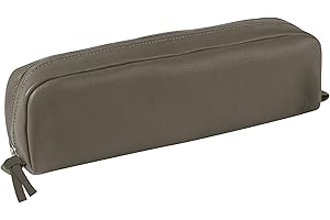 Clairefontaine 8336C -Trousse Scolaire Rectangulaire Grise 21x4x6 cm en Véritable Cuir d'Agneau I Fourniture Scolaire I Trousse Crayons de Couleurs I Etui à Crayons I Porte-Plume