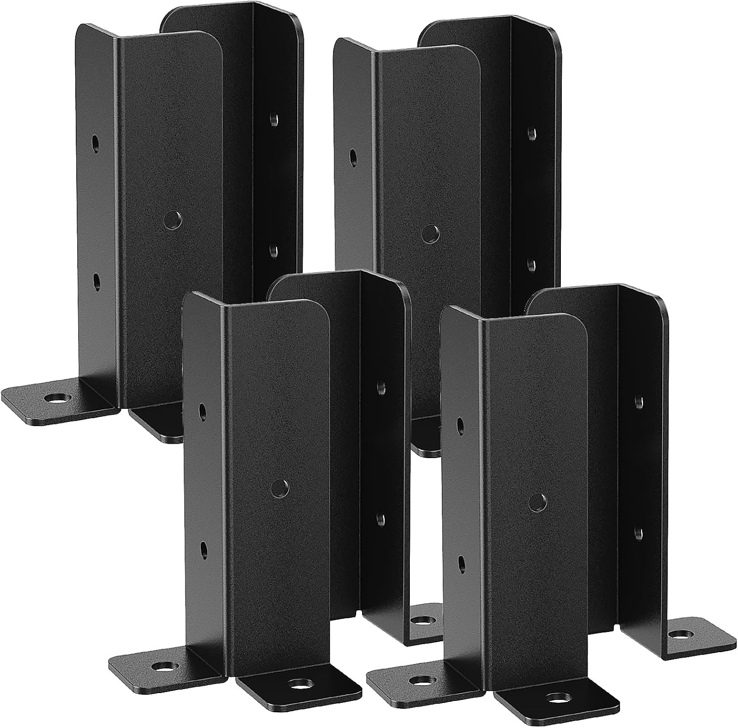 WELDUN 8 Pack Fence Post Brackets, Adjustable Fence Post Base with Screws, Black Thick Fence Post Support, Wood Stake, Fence, Pergola Metal Fence Repair Bracket Kit