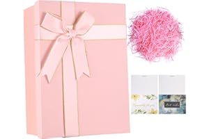 BNNRJIA Pudełka na prezenty, Małe pudełka kartonowe, Pudełka na prezenty z wieczkiem na Boże Narodzenie, urodziny, imprezy, opakowania prezentowe, z dodatkiem włóczki, 2 x kartki - różowy